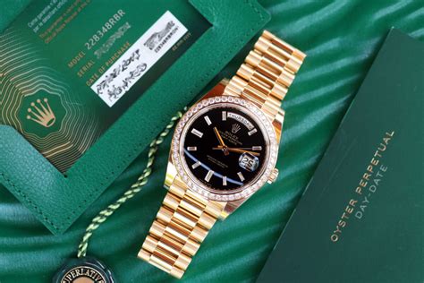 rolex day date gold red dial|Rolex Day-Date baguette bezel.